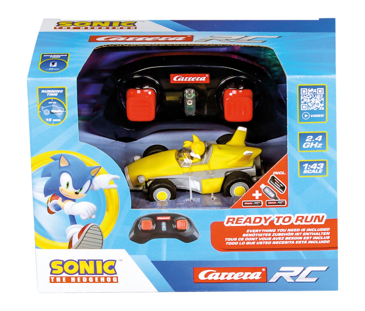Carrera RC Sonic 370430023 - Team Sonic Racing Mini RC - Tails With Precise 2.4GHz Control - 1:43 Scale - Up To 5 Kmh - Ready-To-Run, Suitable For Ages 6 Years+