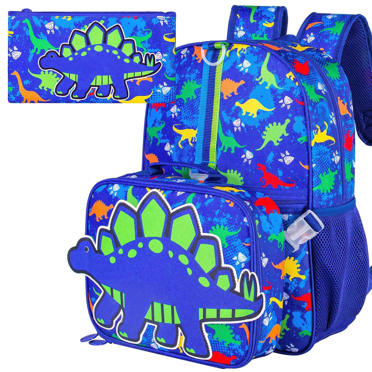 UFNDC 3PCS Dinosaur Backpack for Boys, 16Ã¢â‚¬ÂKids Bookbag with Lunch Box, School Bag for Elementary Toddler