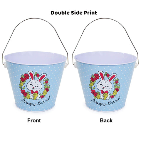 JOYIN 6 Pcs Easter Metal Buckets Easter Bunny Pail Baskets for Easter Eggs Hunt, Easter Pails Gift Baskets for Kids, Kids Easter Party Favor