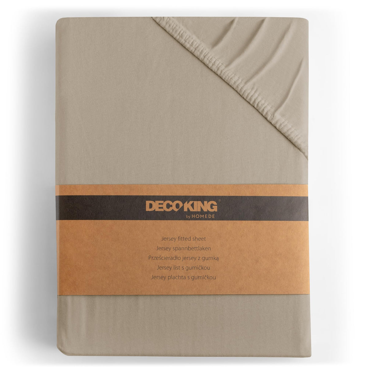 DecoKing Fitted Sheet Cotton Jersey Boxspring, Amber Collection, 200x220-220x240 cm Cappucino Beige