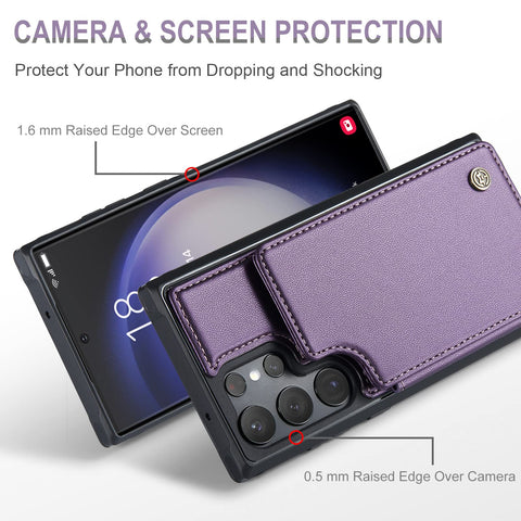 Vinich for Samsung Galaxy S23 Ultra Case with Card Holder, for Samsung S23 Ultra Wallet Case for Women Men with RFID Blocking, Durable Kickstand Shockproof Case for Galaxy S23 Ultra 5G, Purple