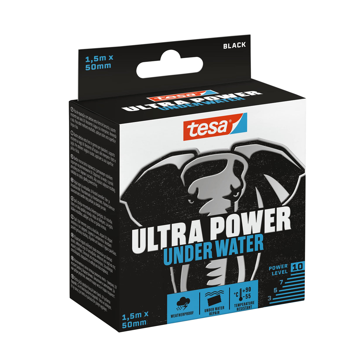 tesa UK 56491 Water tesa Ultra Power Tape for Repairs on Dry and Wet Surfaces-Weather Resistant-1.5, 1,5 m x 50 mm