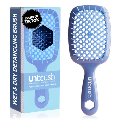 FHI Heat UNbrush Detangling Brush for Pain-Free Brushing on All Wet or Dry Hair Types - Durable DuoFlex Anti-Static Bristles, Lightweight Handle, Vented Hair Brush, Iris Dark Blue