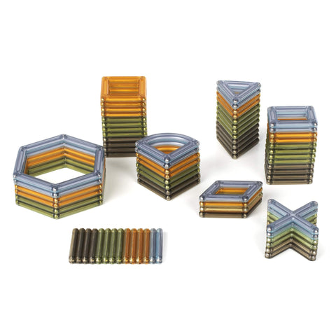 Guidecraft PowerClix Frames Natural - 74 Piece Set: Magnetic Construction Building Kit for Creative Open-Ended Play, STEM Learning & Educational Toys for Children