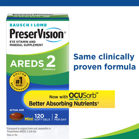 PreserVision AREDS 2 Eye Vitamin & Mineral Supplement, Contains Lutein, Vitamin C, Zeaxanthin, Zinc & Vitamin E, 120 Softgels