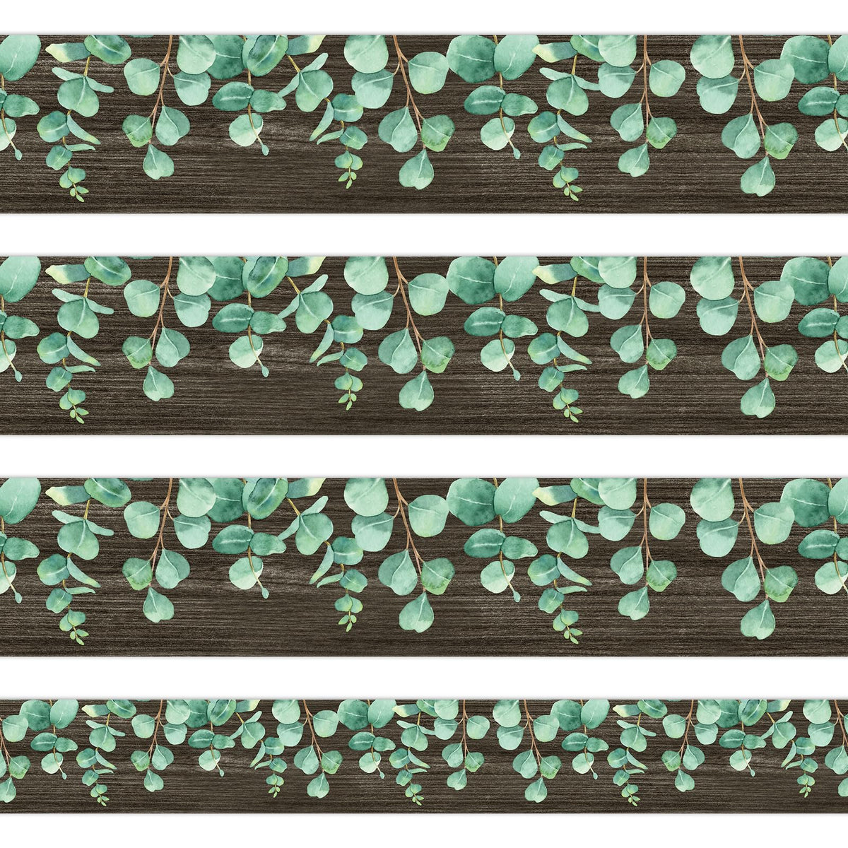 Whaline 32.8ft Eucalyptus Bulletin Board Borders Brown Wooden Eucalyptus Die-Cut Rolled Border Trim for School Classroom Office Chalkboard Decoration