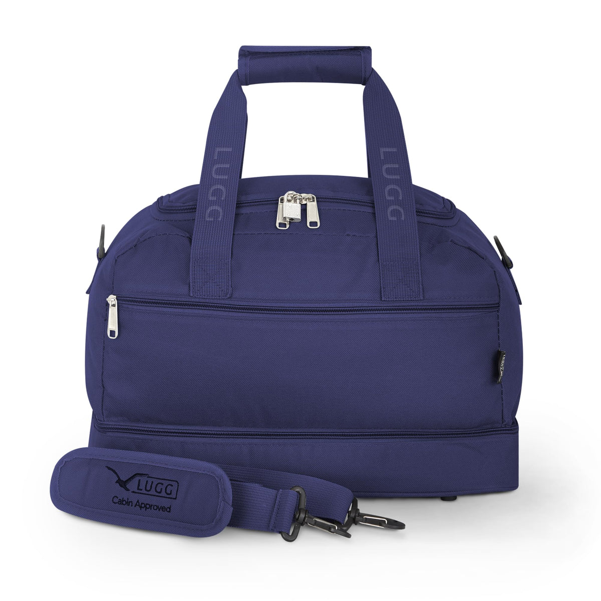 Lugg Hand Cabin Bag - Polyester Travel Bag, 40 x 20 x 25 cm, Suitable Hand Luggage for Worldwide Airlines - Lockable Zipper, Quick Access Zip Pocket with Adjustable Shoulder Strap and Handle (Blue)