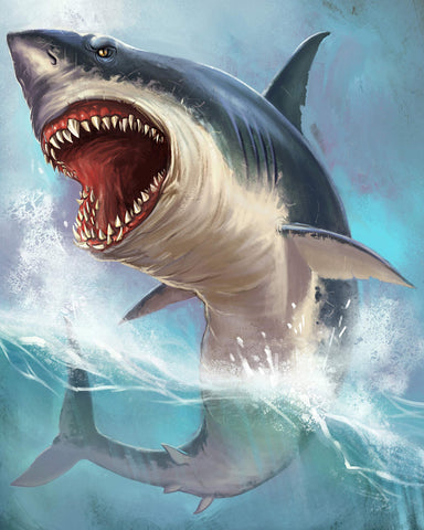 CVPuzzles Great White Shark Art 504 Piece Jigsaw Puzzle 16" X 20"