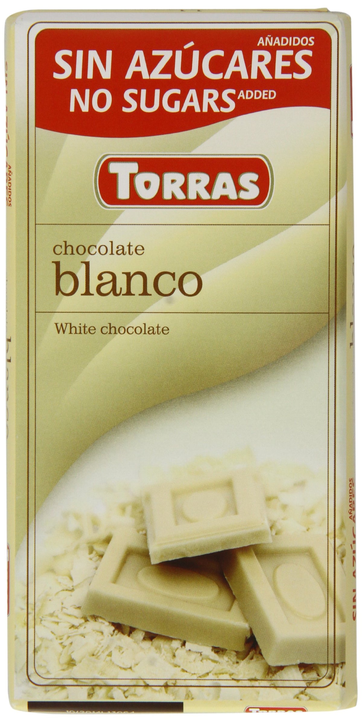 Torras No Added Sugar White Chocolate Bar, 75 Grams