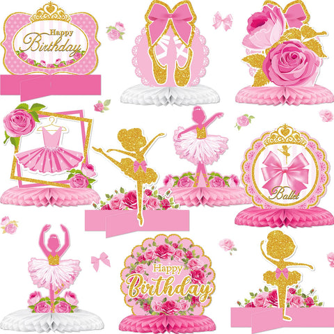 10 Pcs Ballerina Honeycomb Table Centerpieces Ballerina Birthday Party Decorations Ballerina Party Supplies Dancing Tutus Girls Table Decor for Birthday Baby Shower Wedding Party
