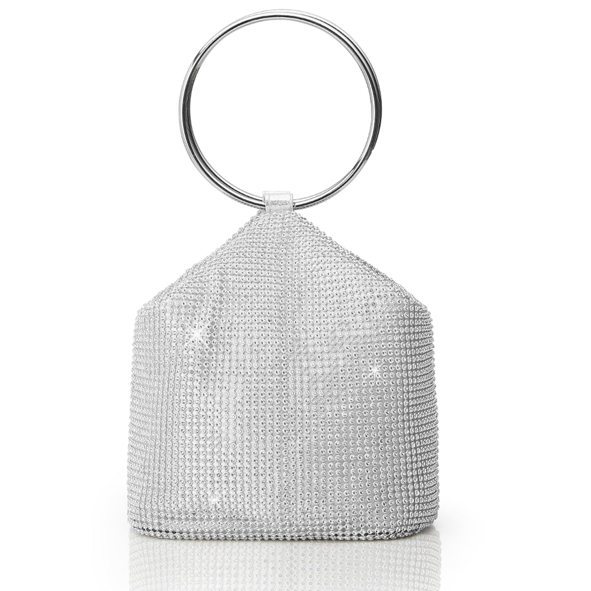 BABEYOND Women's Rhinestone Clutch Evening Bags Sparkly Glitter Round Handle Purse for 1920s Party Prom Wedding