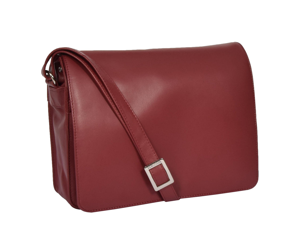 A1 FASHION GOODS Womens RED Leather Shoulder Bag Ladies Classic Casual Flap Over Cross Body Messenger Bag - A54