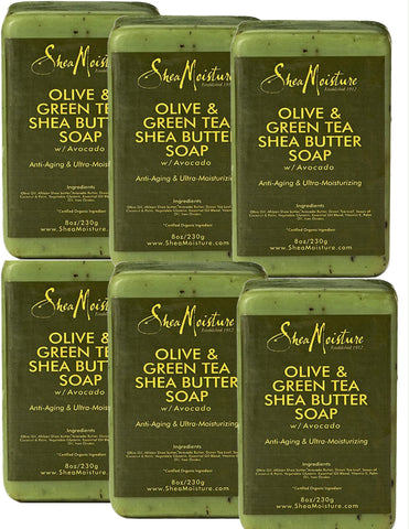 Shea Moisture Soap 8 Ounce Bar Olive & Green Tea Shea Butter (235ml) (6 Pack)