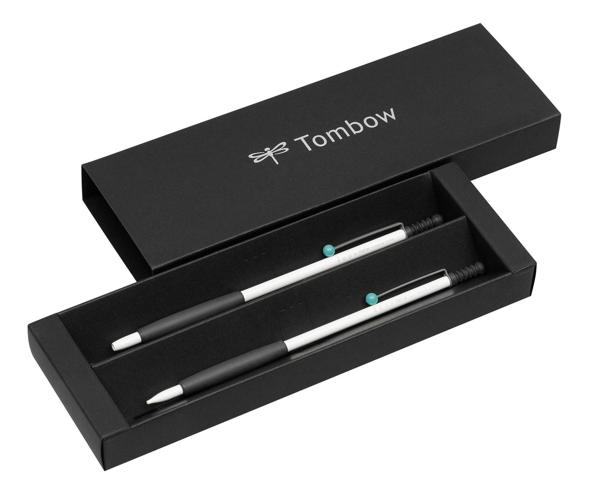 Tombow Zoom 707 Writing Set with Ballpoint Pen and Mechanical Pencil weiÃŸ/grau/tÃ¼rkis