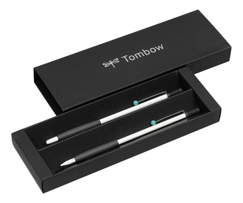 Tombow Zoom 707 Writing Set with Ballpoint Pen and Mechanical Pencil weiÃŸ/grau/tÃ¼rkis