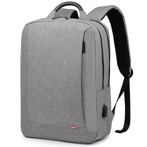 HYZUO Laptop Backpack with USB Charging Port Anti-Theft Water Resistant Slim Stylish College School Backpack Business Travel Bag Fits Up to 15.6 Inch Laptop for Men and Women, Light Grey