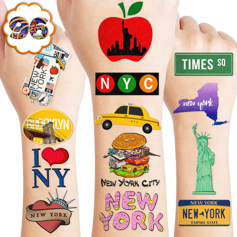 Generic New York City Temporary Tattoos NYC Birthday Party Supplies Favors Decorations Super Cute 96PCS Fake Tattoos Stickers for Boys Girls School Classroom Rewards Gifts Ideal Halloween