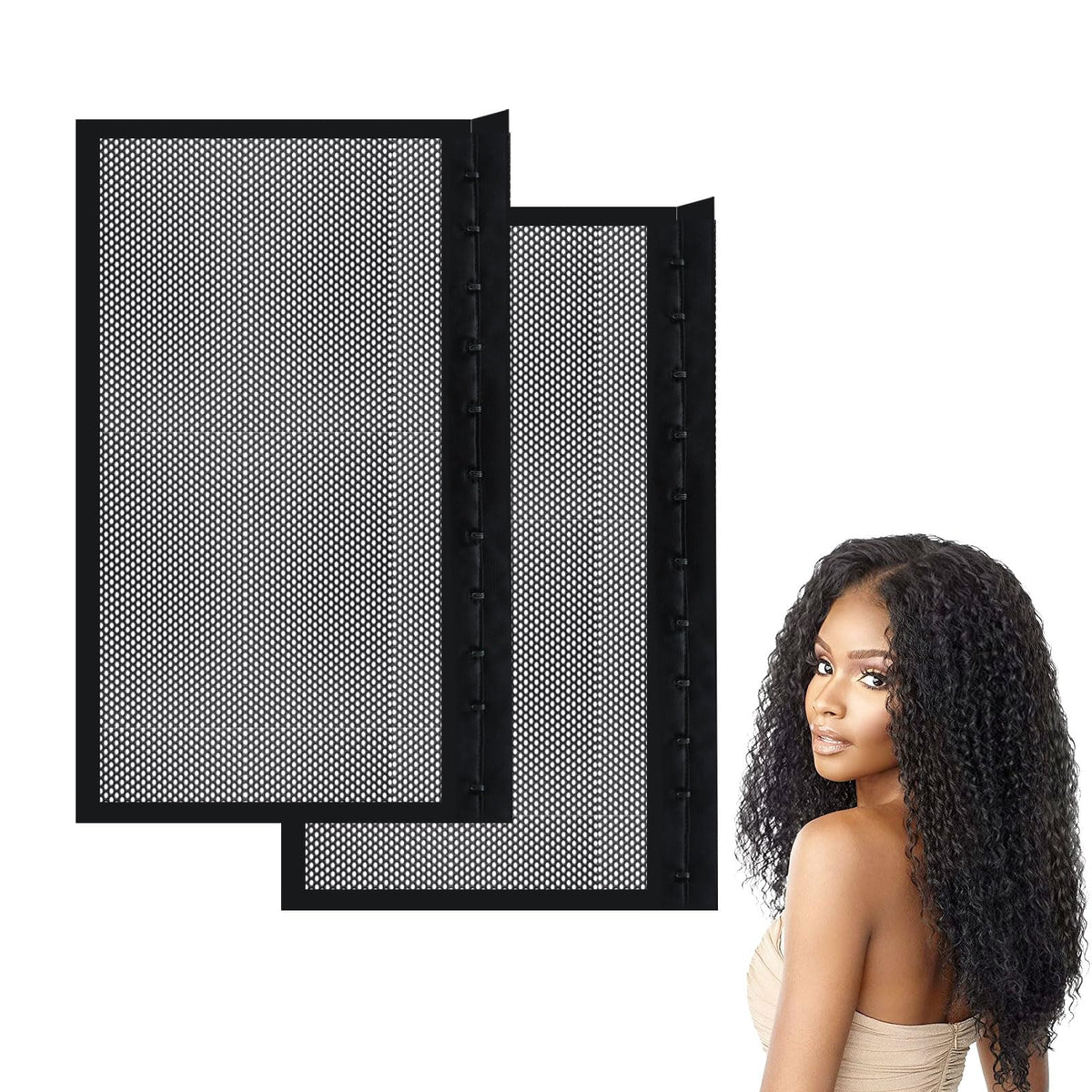 Obfuscate Lock Hair Stretcher for Curly Hair and Girls with Long Curls to Prevent Shrinkage - 2PCS Black Hair Net