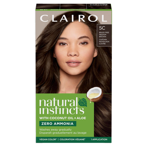 Clairol Natural Instincts, 5C, Brass Free, Med Brown