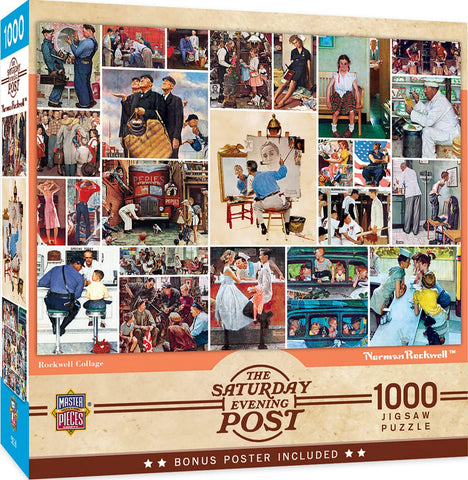 Masterpieces 1000 Piece Jigsaw Puzzle for Adults, Family, Or Kids - Rockwell Collage - 19.25"x26.75"