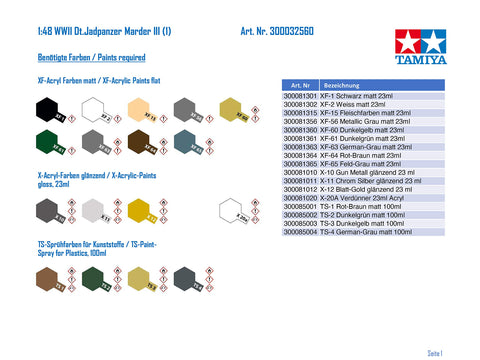 Tamiya WWII German Antitank Artillery Marder III Military Modelling kit, 1:48, 300032560