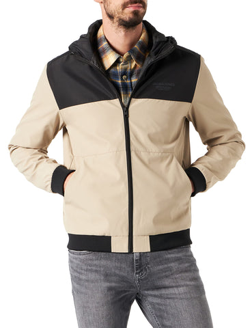JACK & JONES Mens Seam Hooded Jacket Outerwear Top Crockery M
