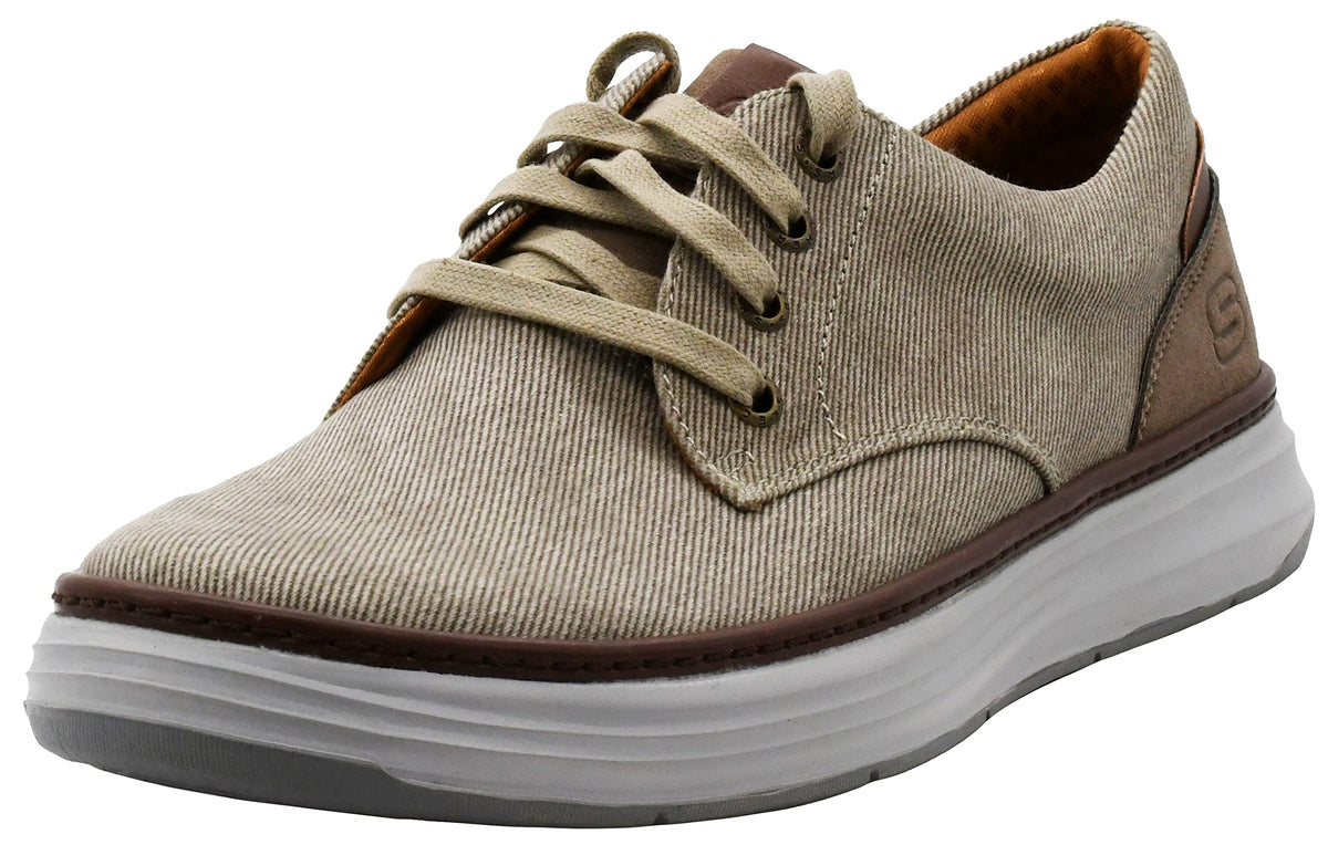 Skechers Men's Moreno Canvas Oxford Shoe, Stone, 10