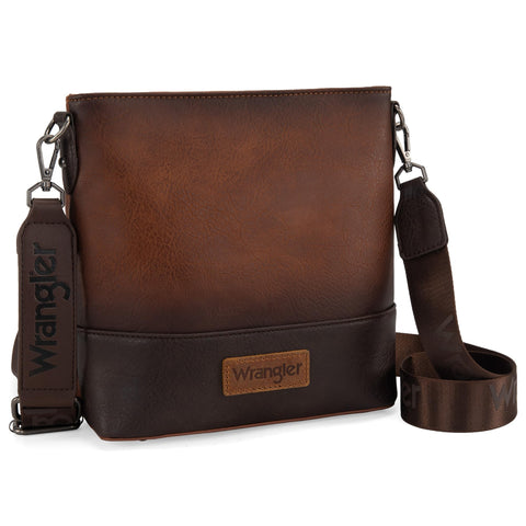 Wrangler Crossbody Bags for Women Brown Cross Body Bag Two Tone Purses and Handbags Messenger Bag WG20-8360BR