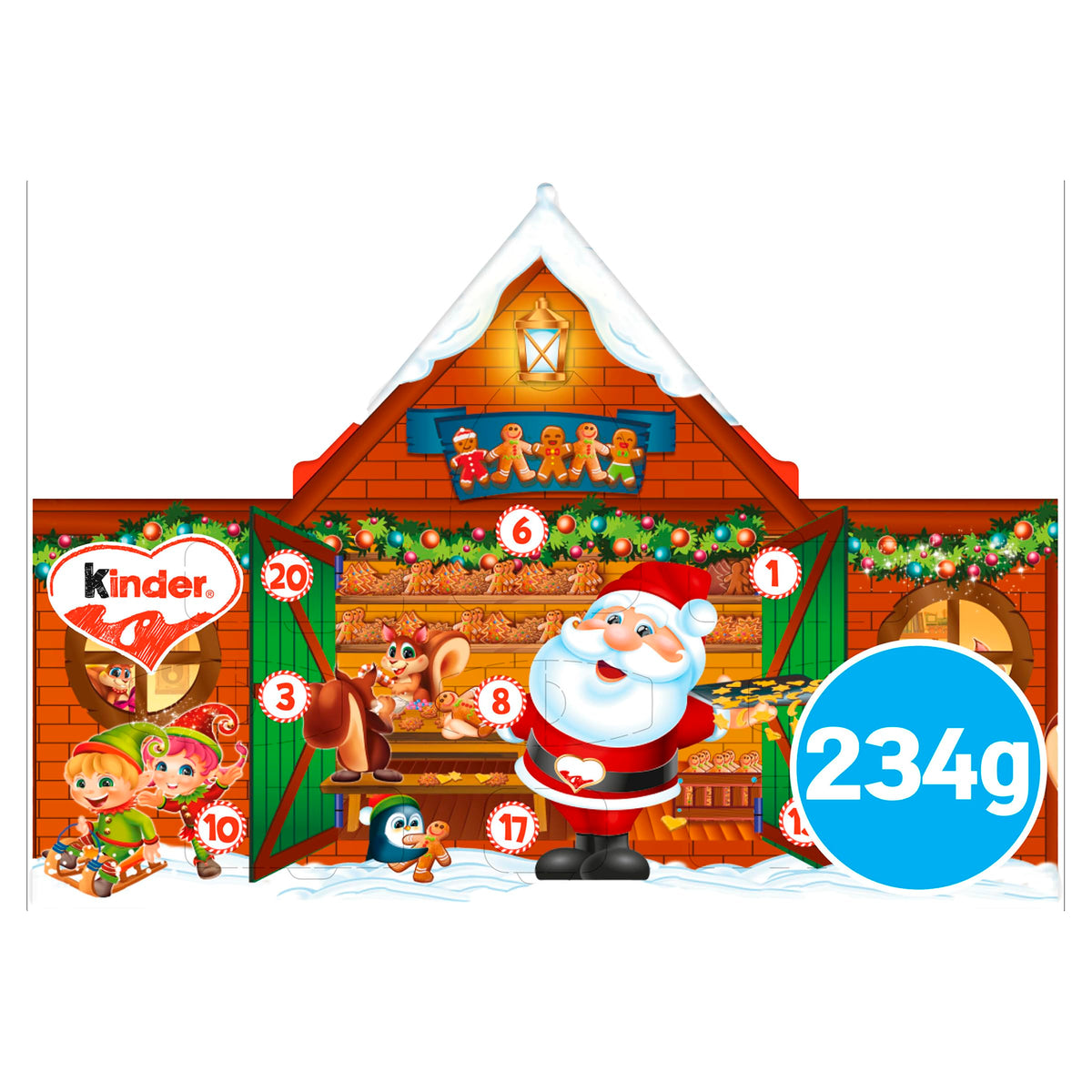 Kinder Chocolate Advent Calendar House, Christmas Advent 2024, Fine Milk Chocolate with a Milky Filling, Pack of 24 (234g)