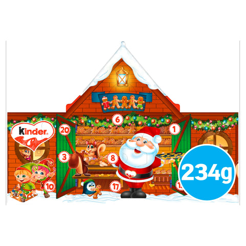 Kinder Chocolate Advent Calendar House, Christmas Advent 2024, Fine Milk Chocolate with a Milky Filling, Pack of 24 (234g)