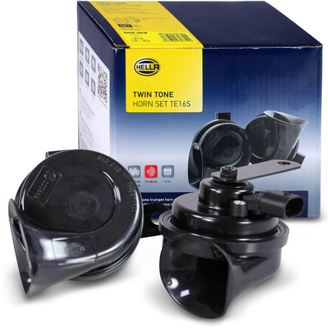 HELLA Trumpet Horn - OE-CONNECT HORN TE26 SET - 12V - 110dB(A) - Frequency range from: 400Hz - Frequency range to: 500Hz - Low Tone/High Tone - Electric - Plug: BMW - Quantity: - 3FH 012 010-041