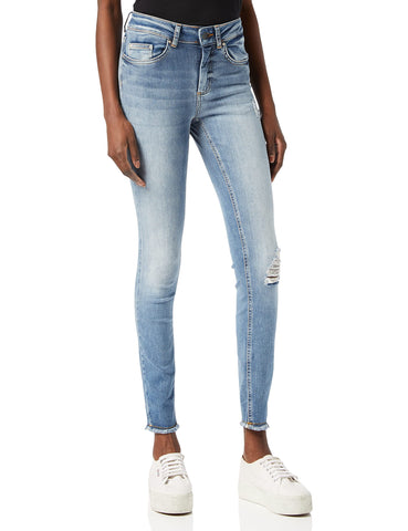 ONLY Women's Blush Mid SK Ank Raw Jeans Skinny Jeans, Blue (Light Blue Denim), L / 30L