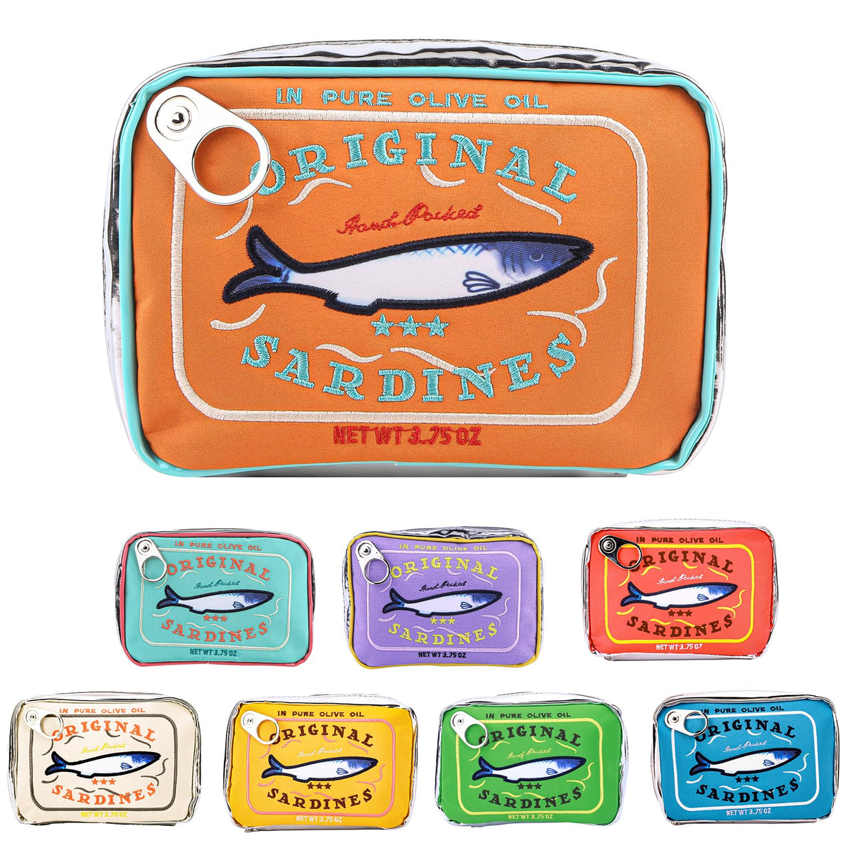 AZURAOKEY Canned Sardines Makeup Bag, Canned Sardines Style Toiletry Bag Cute Travel Bag Creative Cute Makeup Bag Aesthetic Toiletry Bag for Women