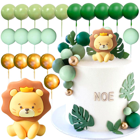 JeVenis Lion Birthday Decorations Safari Animal Cake Toppers Safari Cake Topper Wild One Cake Topper Jungle Baby Shower Cake Topper Safari Baby Shower Cake Decorations
