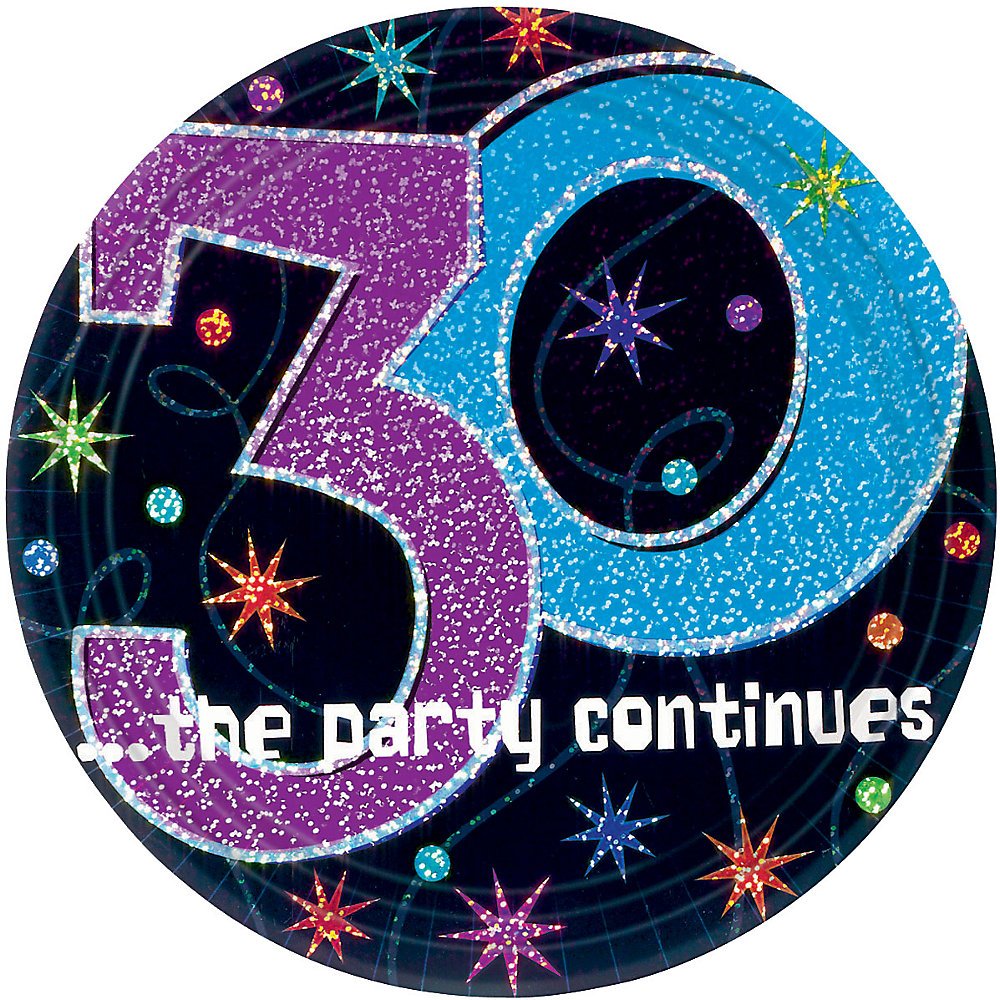 "30 ...the party continues" 9" Prismatic Plates, Party Favor