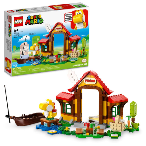 LEGO Super Mario Picnic at MarioÃƒÆ’Ã‚Â¢ÃƒÂ¢Ã¢â‚¬Å¡Ã‚Â¬ÃƒÂ¢Ã¢â‚¬Å¾Ã‚Â¢s House Expansion Set 71422, Collectible Playset with Yellow Yoshi Figure, Buildable Game Toy to Expand on Starter Course, Super Mario Birthday Gift for 6-8 Year Olds