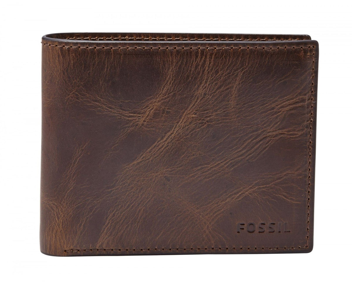 Fossil Wallet for Men Derrick, Leather Bifold Dark brown 11.43 cm L x 1.9 cm W x 8.89 cm H ML3681201