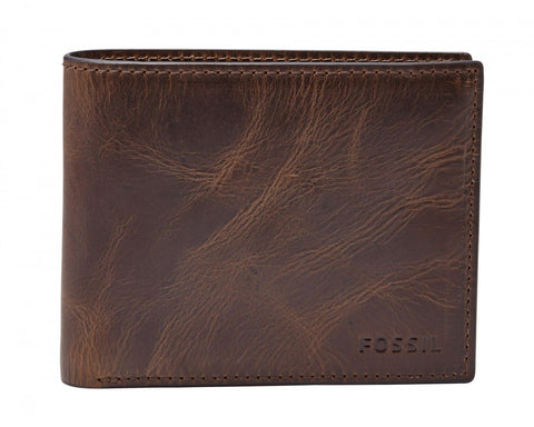 Fossil Wallet for Men Derrick, Leather Bifold Dark brown 11.43 cm L x 1.9 cm W x 8.89 cm H ML3681201