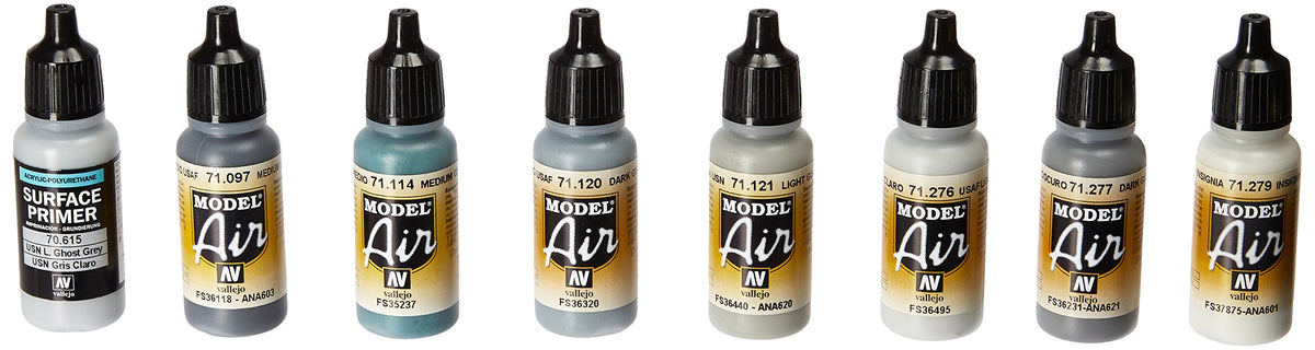 Acrylicos Vallejo "Us Navy & USMC Colors from 70'S to Present" Model Air Set, Blue, 17 ml (Pack of 8)