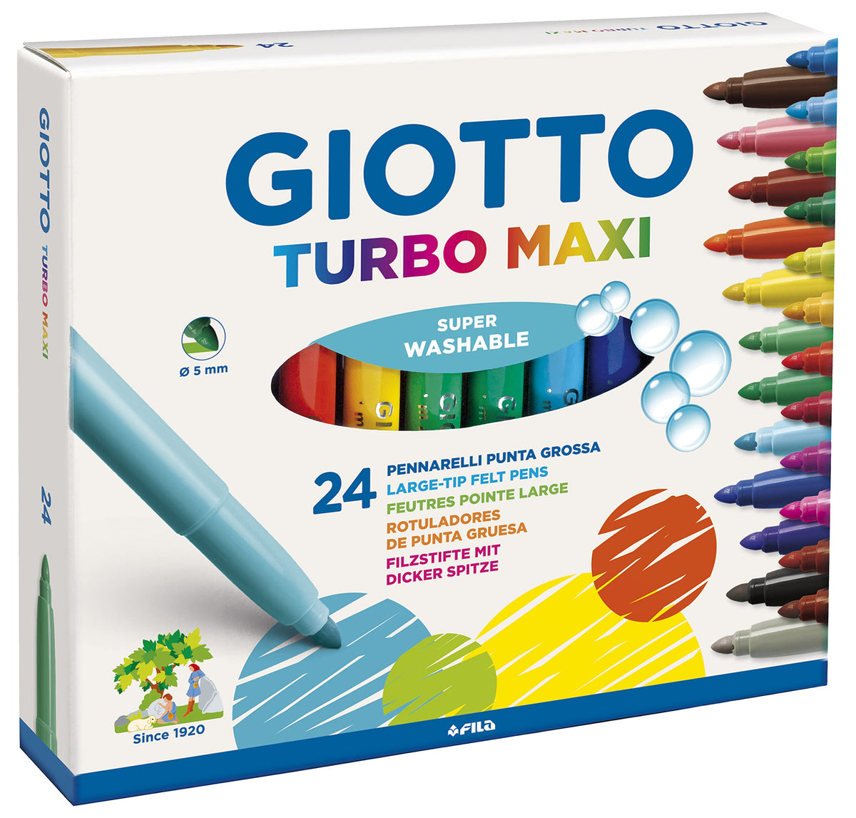 ESTUCHE 24 ROTULADORES GIOTTO TURBO MAXI SUPERLAVABLES