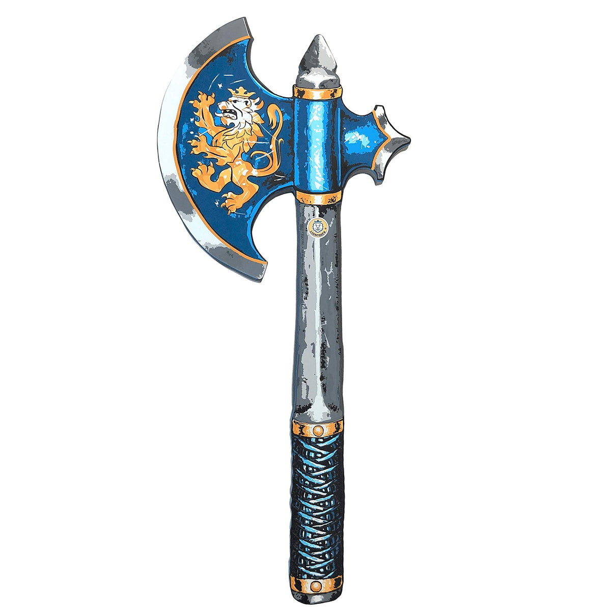 Liontouch - Noble Knight Axe For Kids, Blue | Medieval Pretend Play Toy in Durable Foam For Children With Golden Lion Decoration | Safe Weapon Accessory For Dress Up & Knight Costumes For Boys