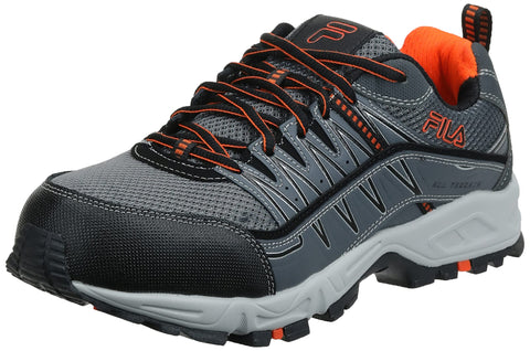 Fila Men's Memory at Peak Composite Toe Trail Running Shoe Ct, Castlerock/Black/Vibrant Orange, 9.5