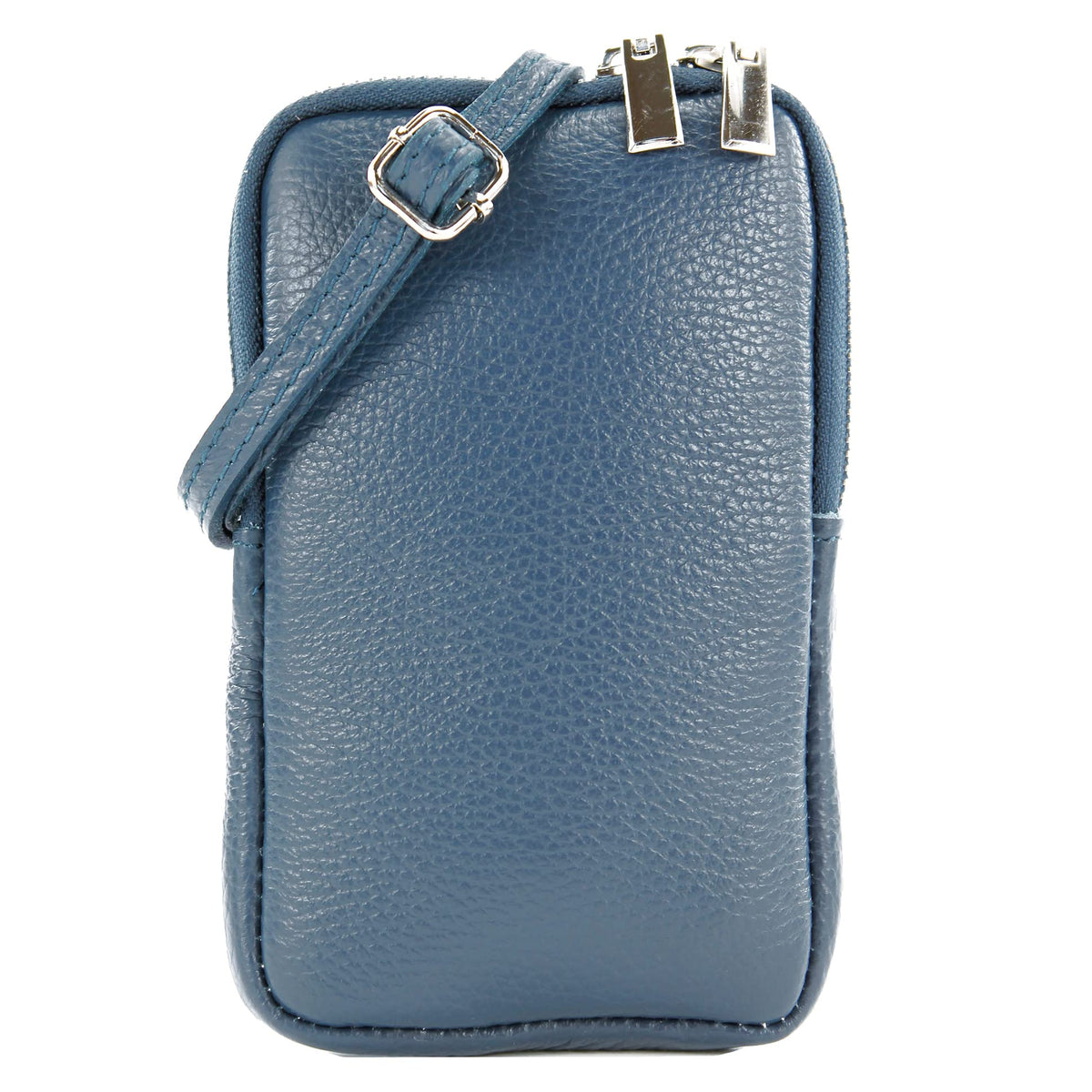 modamoda de - T197 - Italian leather shoulder bag mobile phone bag small (Sapphire blue)