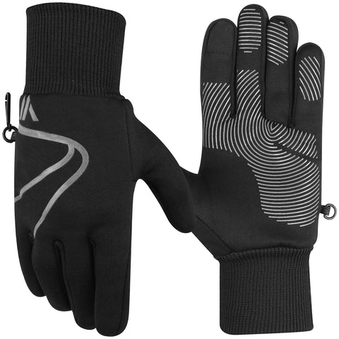 WESTWOOD FOX Winter Running gloves, Warm, lightweight, Anti-Slip, Touchscreen Cycling gloves for men and women, Thermal liner gloves for sports, working, hiking, driving. (Black, M)
