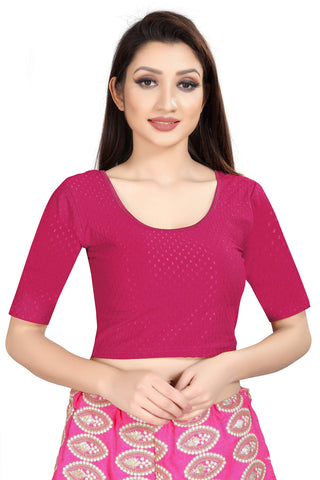 Fressia Fabrics Women's Cotton Readymade Saree Blouse Stretchable Crop Top Choli Bustier Top, Ranipink, XXXXL