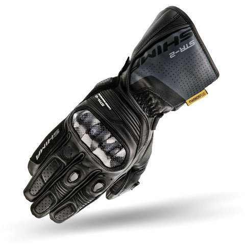 SHIMA STR-2 Motrocycle Gloves for Men - Touchscreen Summer Sport Leather Biker Riding Gloves with Protectors, Reinforced Palm (Black, XXL)