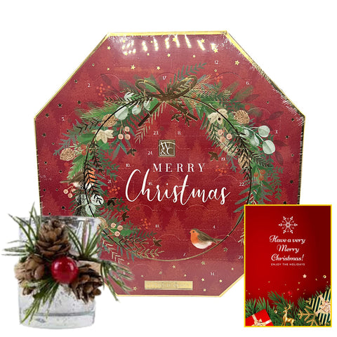 Advent Candle 2024 - Candle Advent Calendar 2024 with Glass Candle Holder and Naras Activity Card - 24 Scented Candles Tealight - Christmas Gifts for Women & Men, Adult Advent Calendar