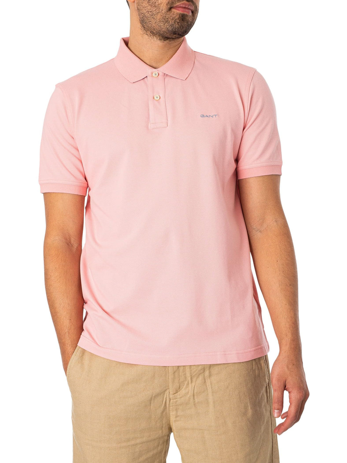 GANT Men's REG Contrast Pique SS Rugger, Bubbelgum Pink, S