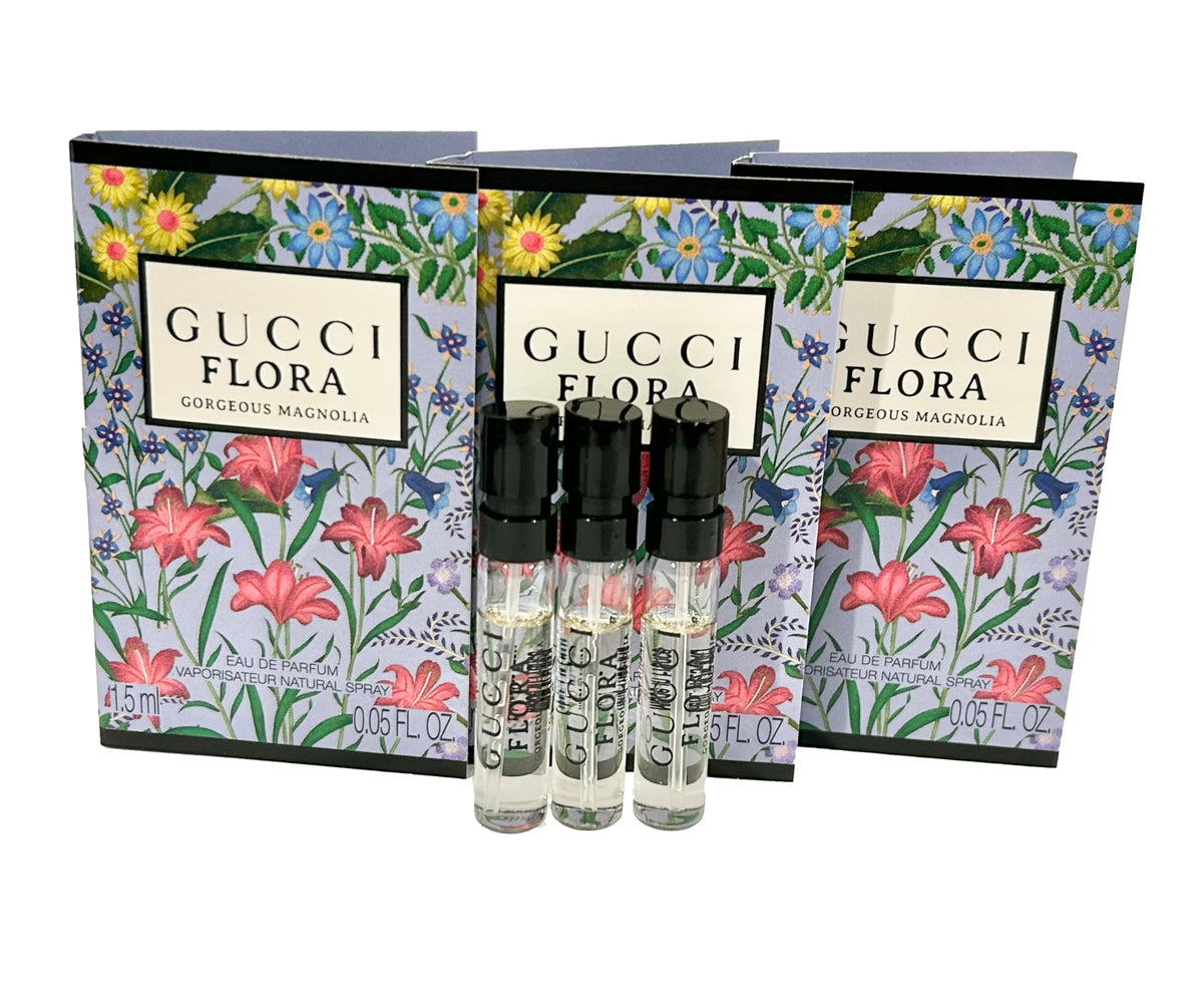 Gucci Flora Gorgeous Magnolia Sample Perfume Women EDP Spray 1.5 ml / 0.05 oz - set of 3