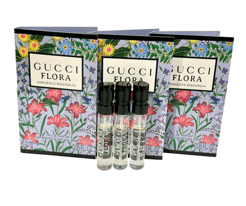 Gucci Flora Gorgeous Magnolia Sample Perfume Women EDP Spray 1.5 ml / 0.05 oz - set of 3